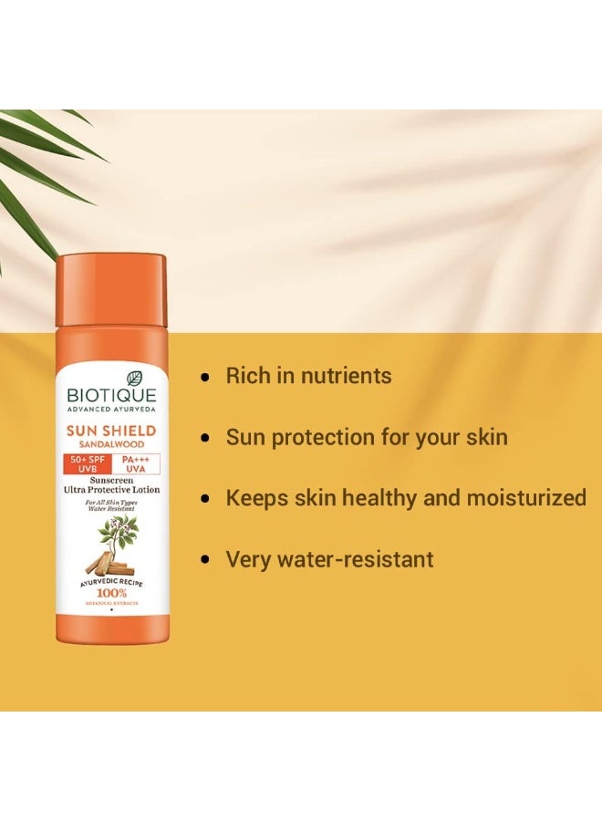 Biotique Bio Sandalwood Sunscreen Ultra Soothing Face Lotion SPF 50+ |Ultra Protective Lotion| Keeps Skin Soft, Fair and Moisturized| Water Resistant| For All Skin Types| 120ml - Image 4